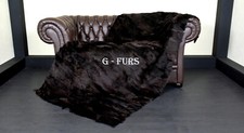 Luxury Real Brown Shearling Sheepskin Fur Throw - Rug - Carpet