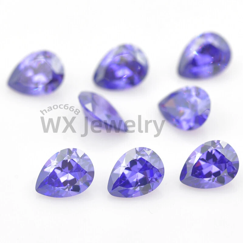 Piedra de nacimiento de circonita cúbica suelta corte pera violeta de alta calidad 100 un. 2x3-13x18 mm Foto 3 de 4