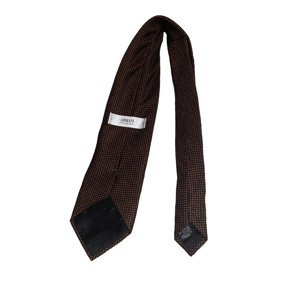 Corbata clásica 100 % seda Giorgio Armani marrón naranja para hombre Foto 3 de 3