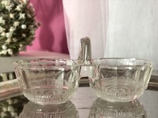 Antik Art D&eacute;co Pressglas Salz & Pfeffer Menage Saliere Gew&uuml;rzst&auml;nder Glas