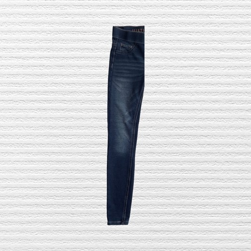 Justice Girls Legging Jeans Faded Dark Wash Blue Chambray Pull-on Size 10 Slim - Picture 5 of 11