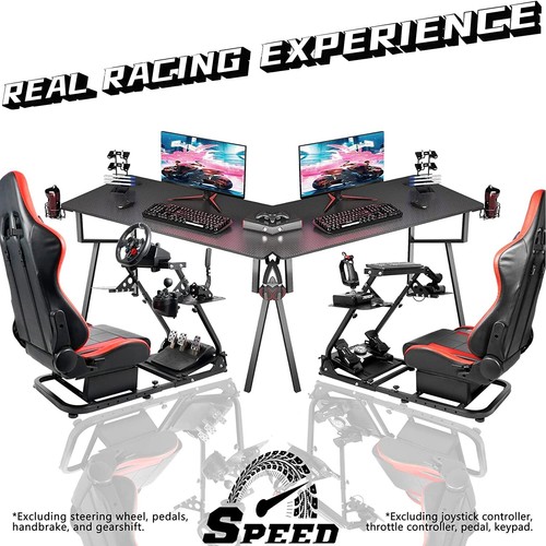 Hottoby Flight Simulator Cockpit with Red Seat Fits Logitech Thrustmaster Saitek - Picture 6 of 6