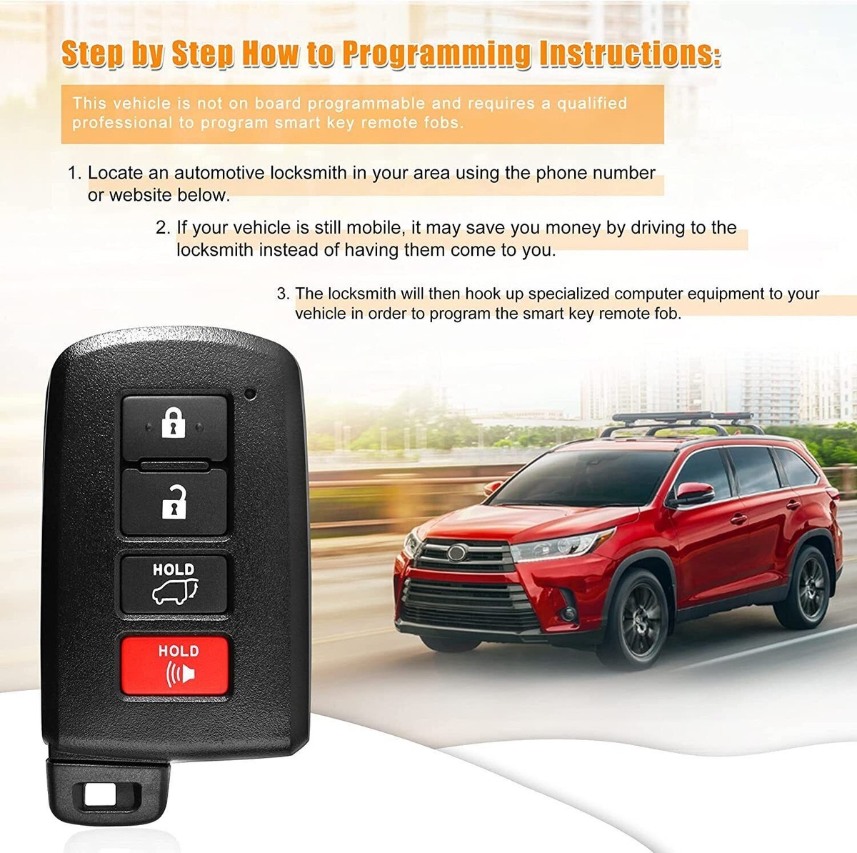 OEM 14-19 TOYOTA HIGHLANDER KEYLESS REMOTE FOB SMART KEY PROXIMITY 89904-0E121 E - Foto 5