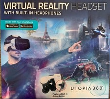 Utopia 360 Virtual Reality Headset W/ Built in Headphones  Works W/ Smartphones
