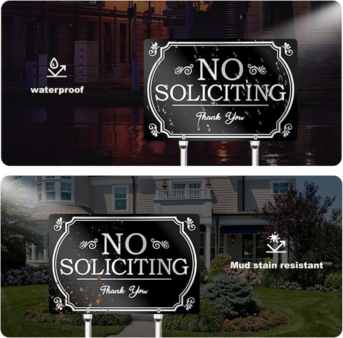 No Soliciting Yard Sign with Stake,No Soliciting Sign (Style1) - Picture 3 of 8