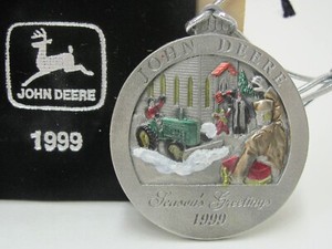 #4 in series -- 1999 John Deere Pewter Christmas Ornament -- Model M