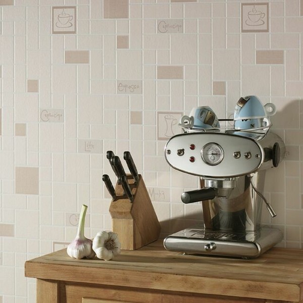 Graham & Brown Contour Cafe Culture Wallpaper Beige for sale online