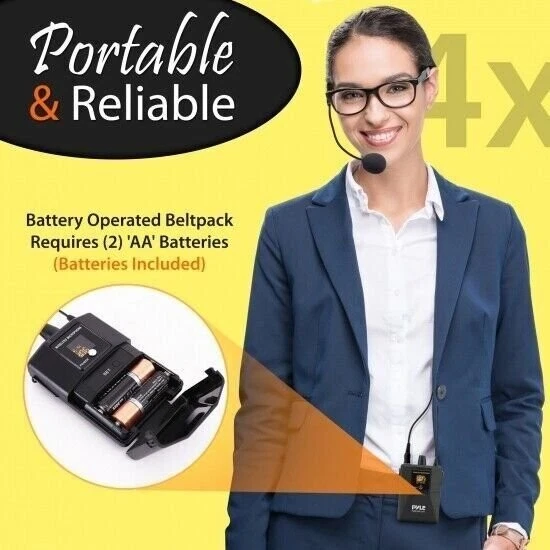 Pyle UHF Wireless Lavalier Microphone Set 4 Transmitters Home Recording PDWM4122 - Image 3 of 4