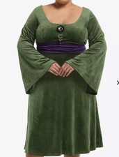 Vestido Her Universe Star Wars Padme Verde Terciopelo Manga Campana Talla Grande 1 Nuevo con Etiquetas