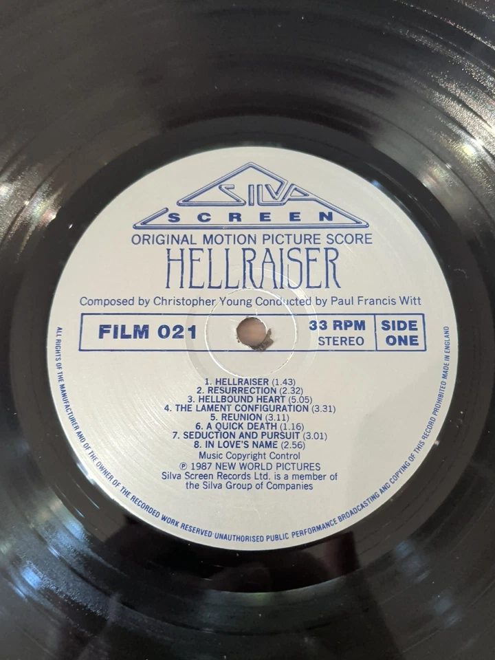 OST - Hellraiser. UK Silva Screen LP. Rare Horror Soundtrack. 1987 Chris Young - Image 3 of 4