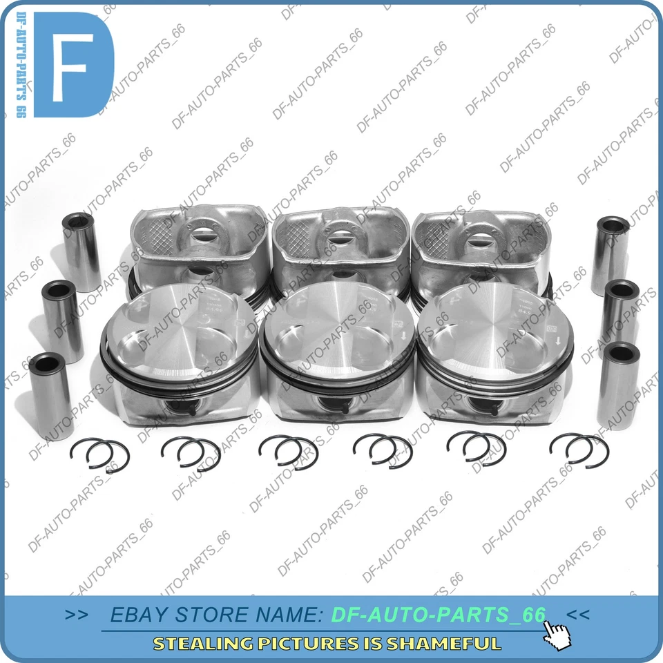Juego de 6 pistones y anillos Mahle 10.7:1 para BMW E82 E88 E90 128i 3.0L 328i N52B30A Foto 2 de 4