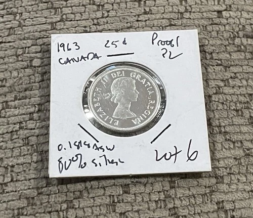 1963 Canada 25 Cents Silver Coin Proof Like