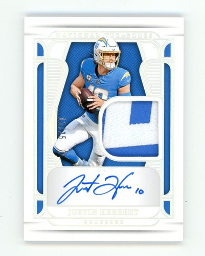 2024 National Treasures Justin Herbert On Card Patch Auto Holo Silver /25