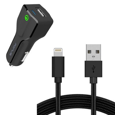 Car Charger 24W Fast 1-Port USB 6ft Cable Mfi Certified Quick for Tablets