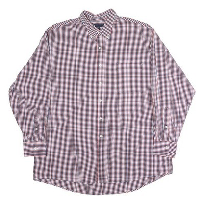 TOMMY HILFIGER Herren Rot & Blau Kariertes Hemd 2XL Baumwolle Knöpfe Casual