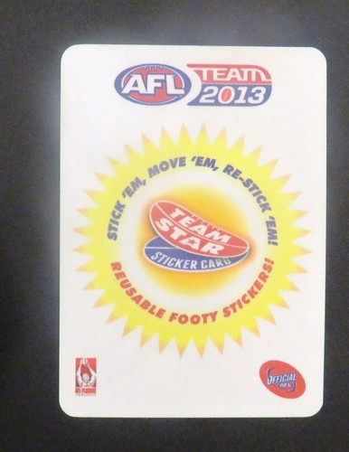 2013 AFL Team Coach "TEAM STAR" Sticker Card: NICK RIEWOLDT (St Kilda) #15 - Picture 2 of 2