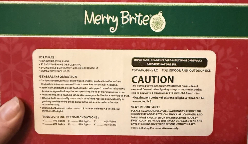 Merry Brite 100 Christmas Holiday Outdoor Steady or 2-way Flashing Light String - Image 2 of 2