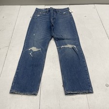 Gap Cheeky Straight High Rise Blue Distressed Denim Jeans Women Size 29 New
