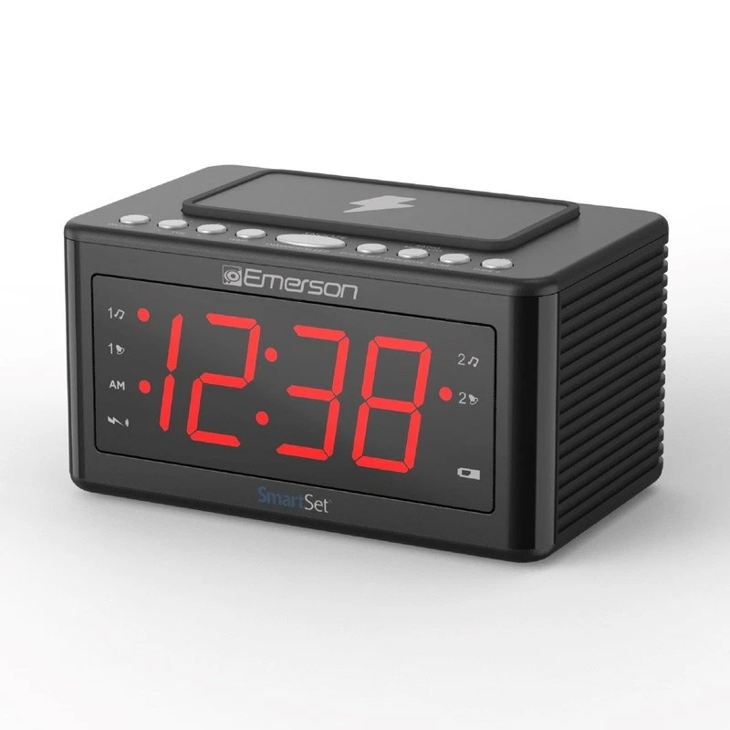 Wireless Charging Clock Radio Dual Alarm Temperature Sensor FM 1.4 Inch Display - Image 2 of 4