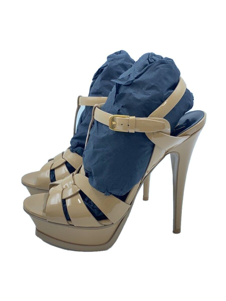 Sandali SAINT LAURENT 38 BEG smaltati 315487 omaggio usati