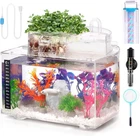 Betta Fish Tank Kit 3 Gallon Aquarium Self-Cleaning with LED Light Filter Heater