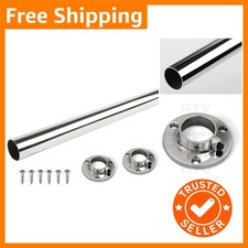 25mm Chrome Plated Metal Wardrobe Rail with Brackets - 995mm, Stylish Storage