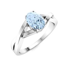 925 Sterling Silver Oval Aquamarine Gemstone Ethnic Solitaire Promise Ring