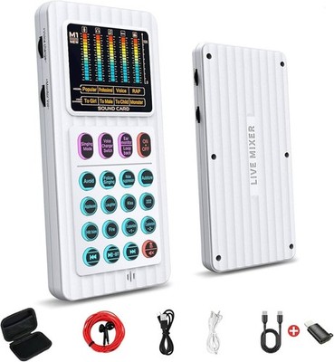 HICALL M01 Mixing Console Sound Card   4-Voice Changer with AI Noise Reduction