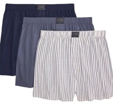 LUCKY BRAND MEN WOVEN X3 - 253 STRIPED MEDIUM - UNDERWEAR 3 PACK BOXER P718