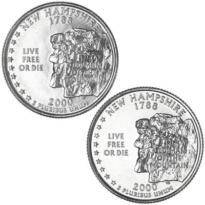 2000 P D State Quarter New Hampshire BU 2 Coin Set CN-Clad