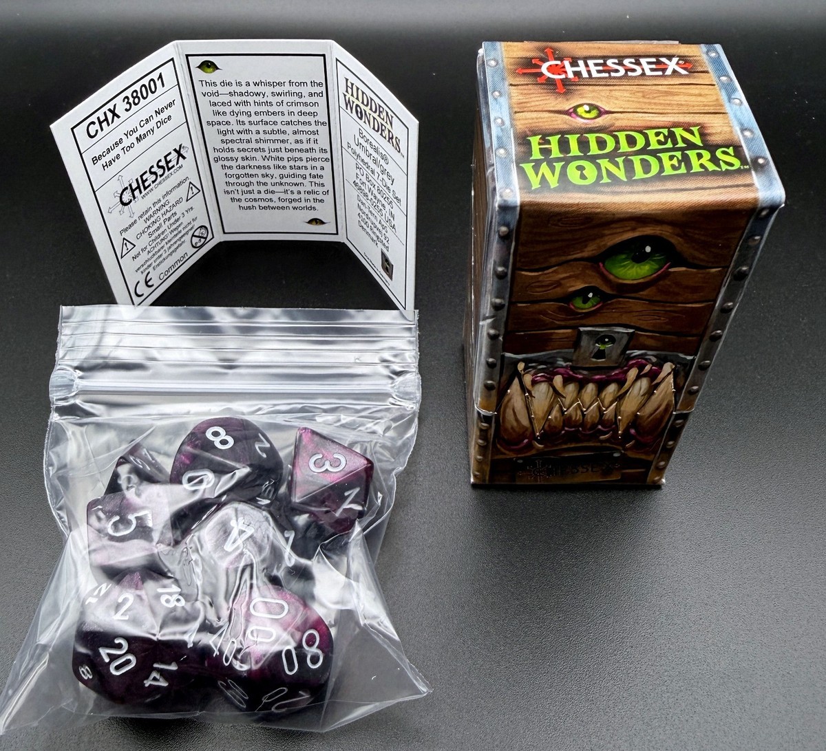 Chessex 38001 Hidden Wonders Borealis Umbral / grey Polyhedral 7