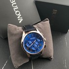 Bulova 97B170 Wilton Classic Chronograph Blue Dial Men's Steel Quartz Watch 45mm
