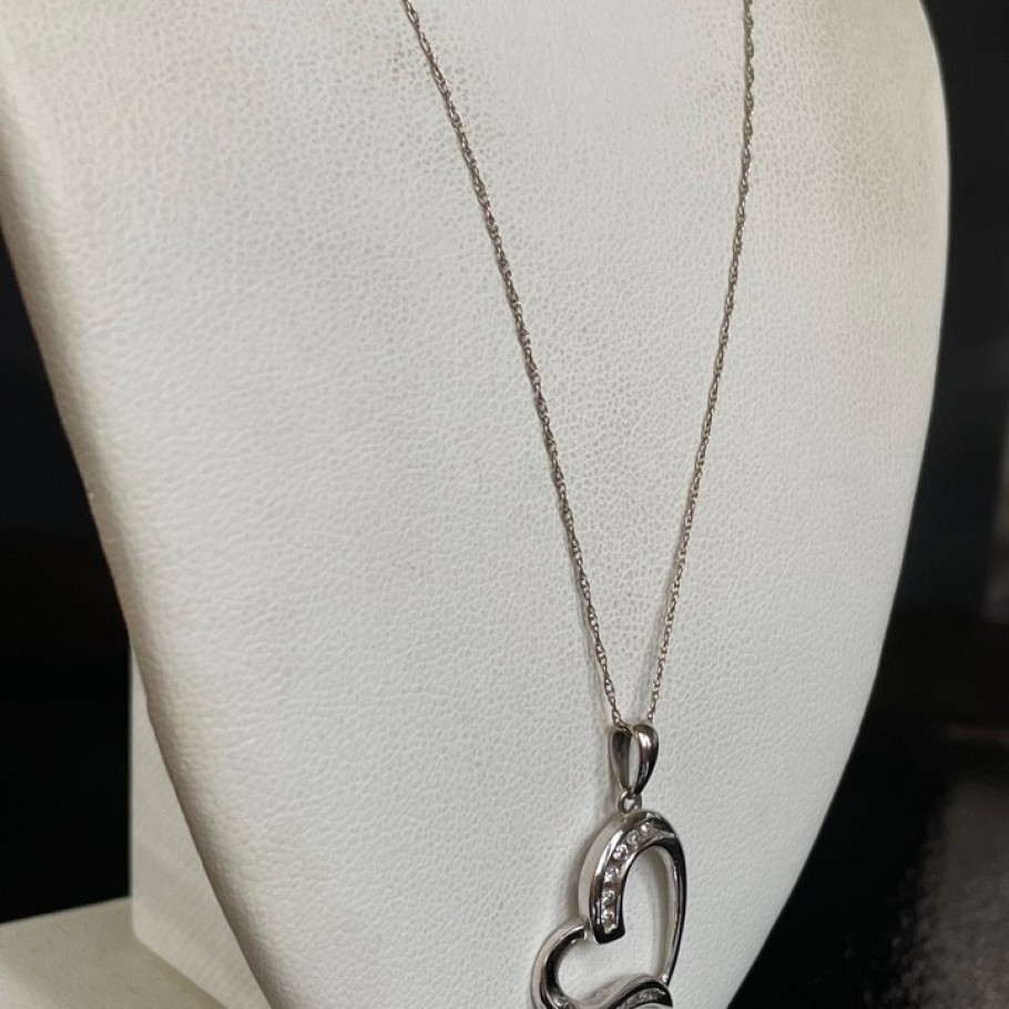 SILPADA  WHITE GOLD AND DIAMOND HEART PENDANT NECKLACE SKY image 3