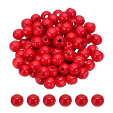 16mm Wooden Beads for Craft Making, 100 Pcs Loose Spacer Beads, Red
