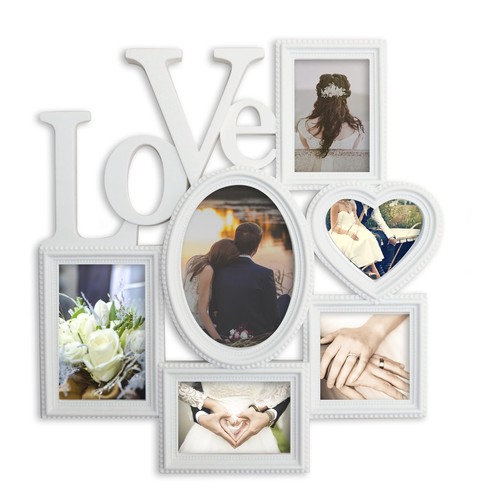 JOICE GIFT Decorative Wall Hanging Love Collage Picture Frame 6 Option White