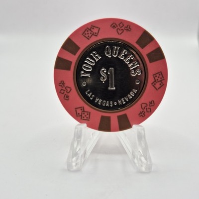 Four Queens Las Vegas Nevada 1980 $1 Coin Inlay Casino Chip N2681 *dark pink