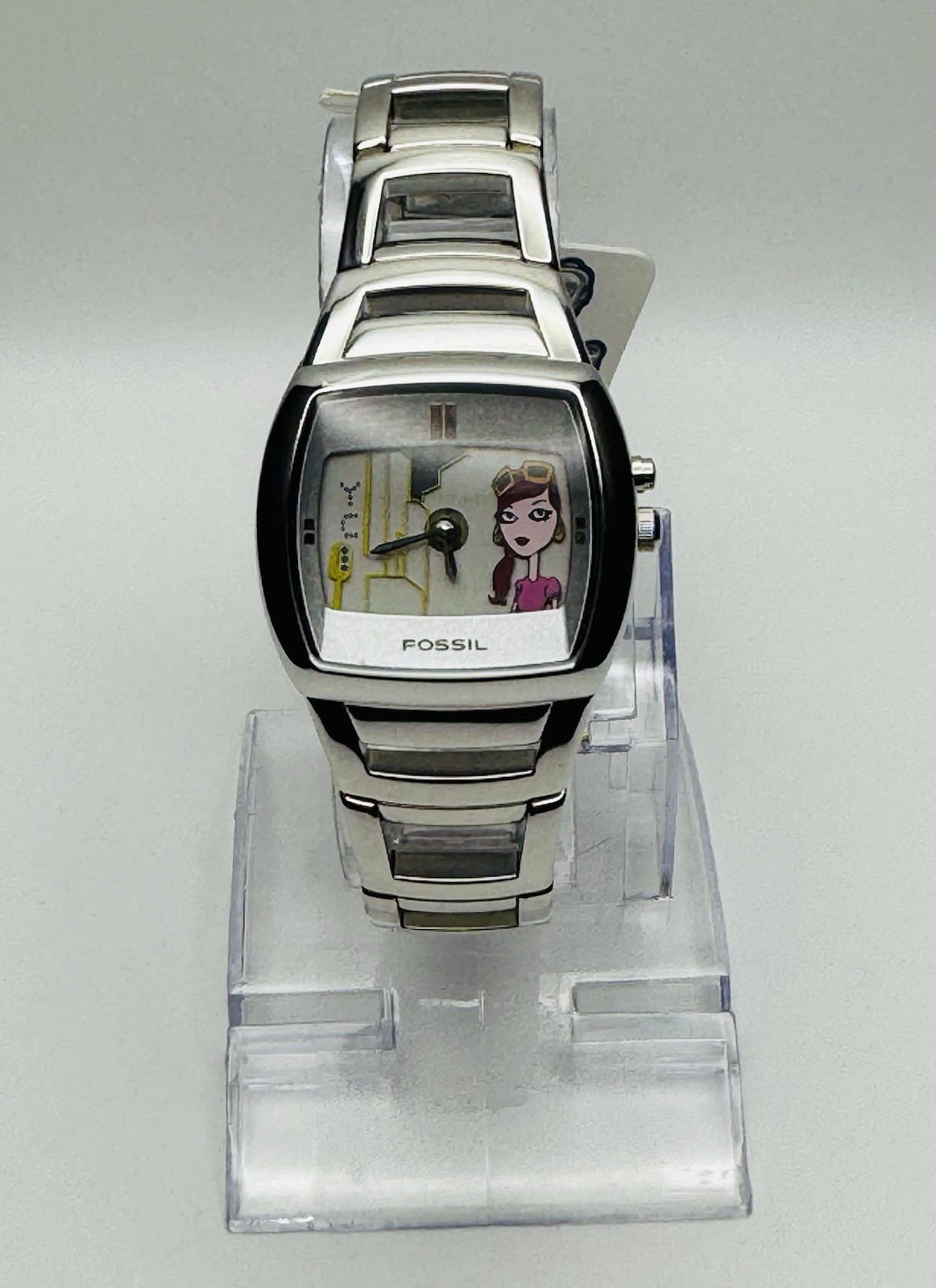 Fossil Big Tic BG-1029 RARE City Girl NYC  Building Animation Ladies Wrist Watch