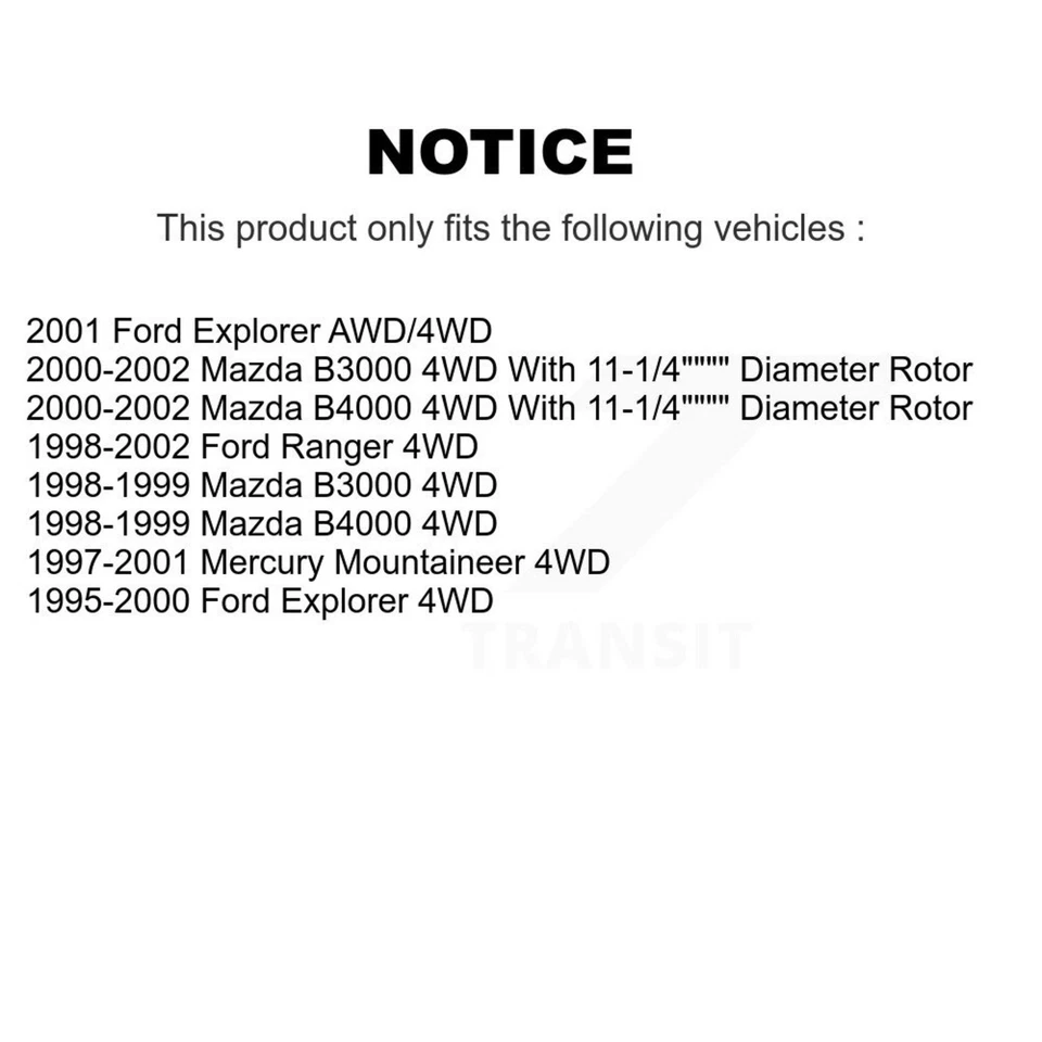 Front Brake Rotor & Ceramic Pad Kit For Ford Ranger Explorer Mercury Mountaineer - Image 2 of 4