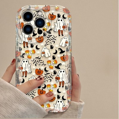 For Honor Motorola Xiaomi clear Lovely Cream Case Halloween pumpkin Phone Cover