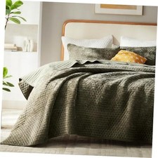 Luxury Velvet Quilt Set Oversized California King Size 120''x120'', Soft