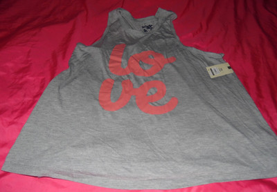 NWT Women's size 14W (0X) light gray LOVE racerback shirt