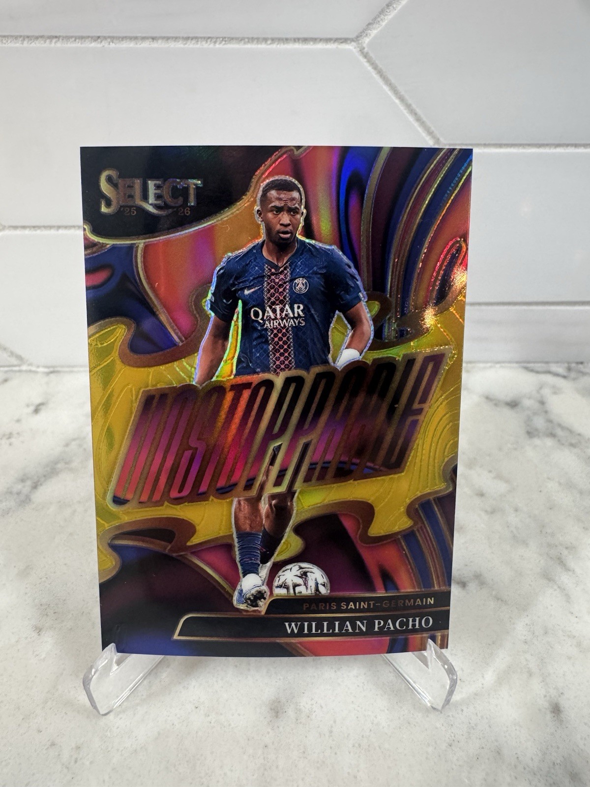2025-26 Panini Select Ligue 1 Willian Pacho Unstoppable Gold /10 PSG