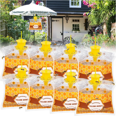 #ad #ad 8 Pack Carpenter Bee Traps for outside Disposable Wasp Traps Outdoor Hanging Yel $16.99