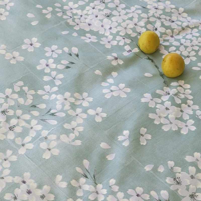 Lenzuola Matrimoniale Letto 2 Piazze Cotone FAZZINI Fiori Verde Pastell Giappone, fotografia 3 di 10
