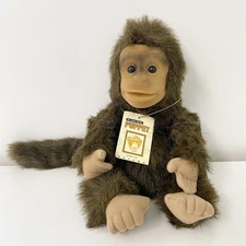 Vintage Hosung Chimpanzee Monkey Plush Hand Puppet Flocked Face W Squeaker 14"