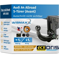 ANHÄNGERKUPPLUNG für Audi A4 Allroad ab 16 vert. abnehmbar ORIS +7pol E-Satz ABE