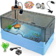 Turtle Habitat Tank Kit  Fresh Filtration Waterplay Fun Diverse Living Heat Lamp