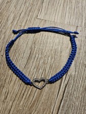 Armband: blau: Herz mit Steinchen