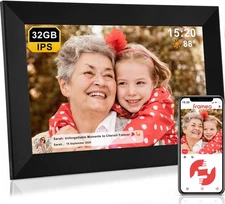 FRAMEO Digital Picture Frame - 10.1 Inch Large 32GB Memo with HD IPS Touch Sc...