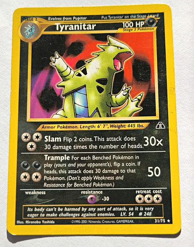 Pokemon TCG Tyranitar 31/75 Neo Discovery Rare Regular Unlimited English 100 HP